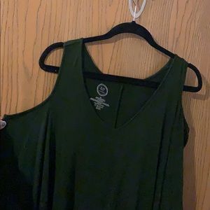Army green open shoulder dress